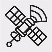 Satellite Line Silhouette Icon on White Background vector