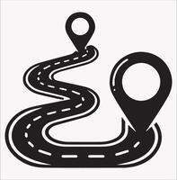 Silhouette of Path with Location on White Background vector