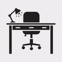 Table Icon for Workplace and Job Silhouette on White Background vector