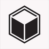 Modern Isometric Cube Silhouette Icon on White Background vector