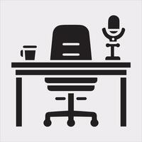 Workplace Table Icon Silhouette on White Background vector