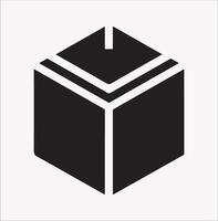 Simple Isometric Cube Silhouette Icon on White Background vector