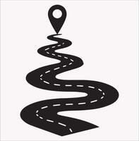 Path and Location Silhouette Graphic on White Background vector
