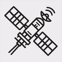 Simple Satellite Line Icon Silhouette on Plain Background vector