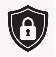Clean Cyber Security Icons Silhouette on White Background vector