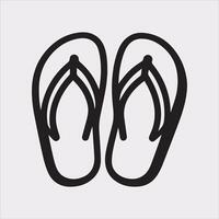 Clear Slippers Silhouette Outline Icon Design on White Background vector