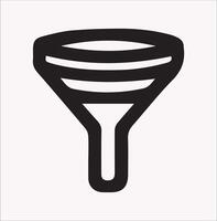 Funnel Filtering Silhouette Icon on White Background vector