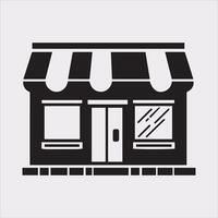 Minimal Silhouette of Shop Store Icon on Plain White Background vector