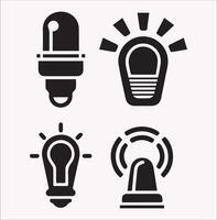 Flashlight and Alarm Light Silhouette in Minimalist Style vector