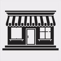 Minimalist Shop Store Silhouette Icon on White for Digital Use vector