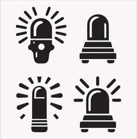 Simple Flashlight and Alarm Light Silhouette on White background vector