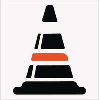 High-Resolution Construction Cone Icon Silhouette - White BG vector