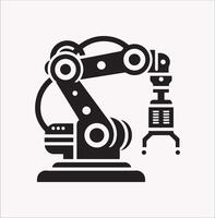 Robotic Arm Silhouette on White Background vector