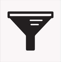 Funnel Icon Silhouette for Filtering on White Background vector