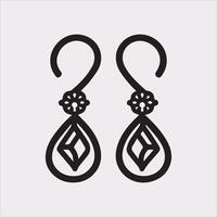 Earring Icon Silhouette in Black and White Background vector