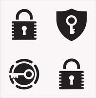 Clean Cyber Security Icons Set on a White Background vector