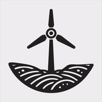 High Quality Wind Power Icon Silhouette on Plain White Background vector