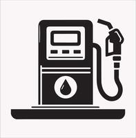 Gas Station Pump Icon Silhouette Art on White Background vector