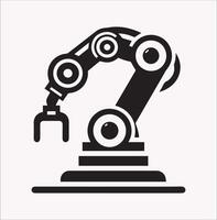 Silhouette of Robotic Arm on Plain White Background vector