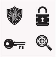 Cyber and Computer Security Icons for Technology Themes vector