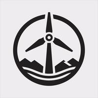 Wind Turbine Icon Silhouette for Green Design Projects vector