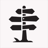 Silhouette of Traffic Direction Board Sign Icon for Design Projects vector