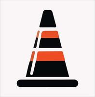 Minimalist Road Cone Icon Silhouette on White Background vector