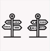 High-Resolution Traffic Direction Sign Icon Silhouette on White Background vector
