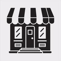Simple Shop Store Icon Silhouette on Clean White Background vector
