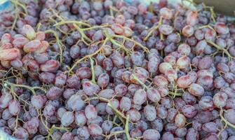 Grape or anggur on the market. Grapes can be eaten fresh as table grapes or they can be used for making wine, jam, grape juice and jelly photo