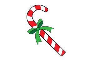 Christmas candy cane with red ribbon simple art vector