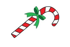 Christmas candy cane with red ribbon simple art vector