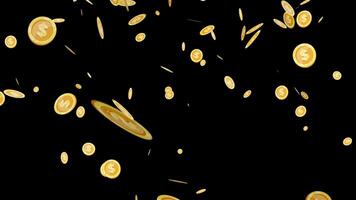 3D dollar icon animation, money notes are falling and forming rain effect, black background good for overlays with alpha matte blending, concept of throwing a substantial paper money download video