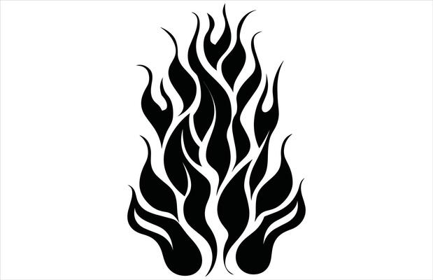 Intense Fire Flames Silhouette - Heat Inspired Art