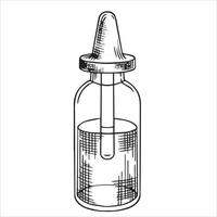jar with aromatic oil, cosmetics. picture in sketch style. vector