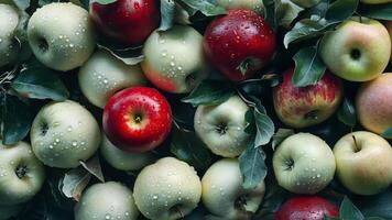 White apples, with one red apple standing out in the center. video