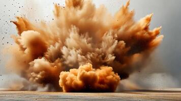 A dust explosion in earthy tones, dynamic spread and realistic texture. video