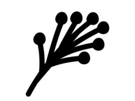 Minimalist Black Silhouette of Mistletoe Branch Isolated on a White Background. Concept of Christmas decoration, holiday botanicals, seasonal plant design. Festive decor, simple art, winter greenery vector