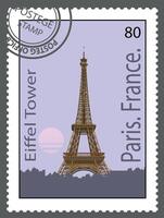 Postage stamp with the Eiffel Tower. . vector