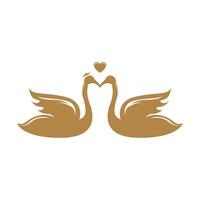 Two stylized swans facing each other, forming a heart shape with their necks, symbolizing love and unity. vector