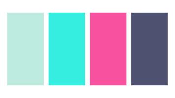 Tiffany blue, cyan, hot pink, cornflower color palette. Set of bright color palette combination in rgb hex. Color palette for ui ux design. Abstract illustration for your graphic design, banner vector