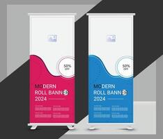 Modern abstract roll up banner template design vector