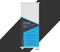 Modern geometric business roll up banner template design vector