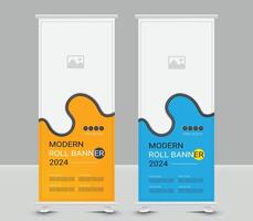 Abstract roll up banner template design vector