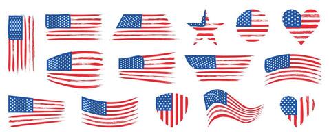 set of American Flags vector