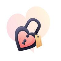 Illustration of Heart-Shaped Lock with Tag in Cartoon Style on White Background vector