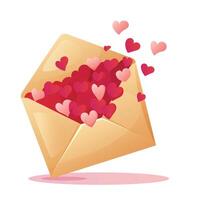 Illustration of Envelope Filled with Hearts in Cartoon Style on White Background vector