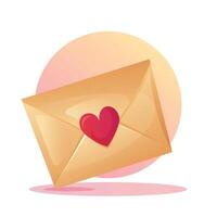 Illustration of Envelope Sealed with Heart in Cartoon Style on White Background vector