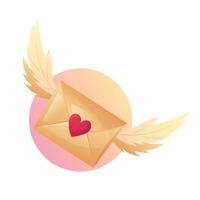 Illustration of Winged Envelope with Heart Seal in Cartoon Style on White Background vector