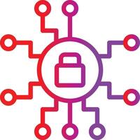 A red and purple icon with a lock and a circle around it vector
